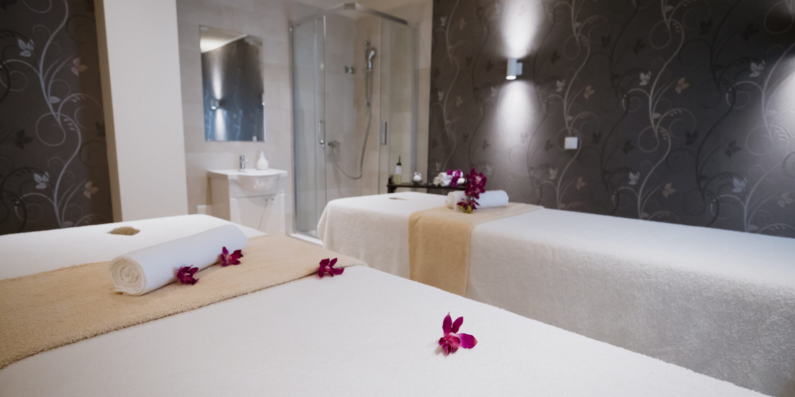 Massage beds in spa resort room