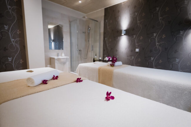 Massage beds in spa resort room