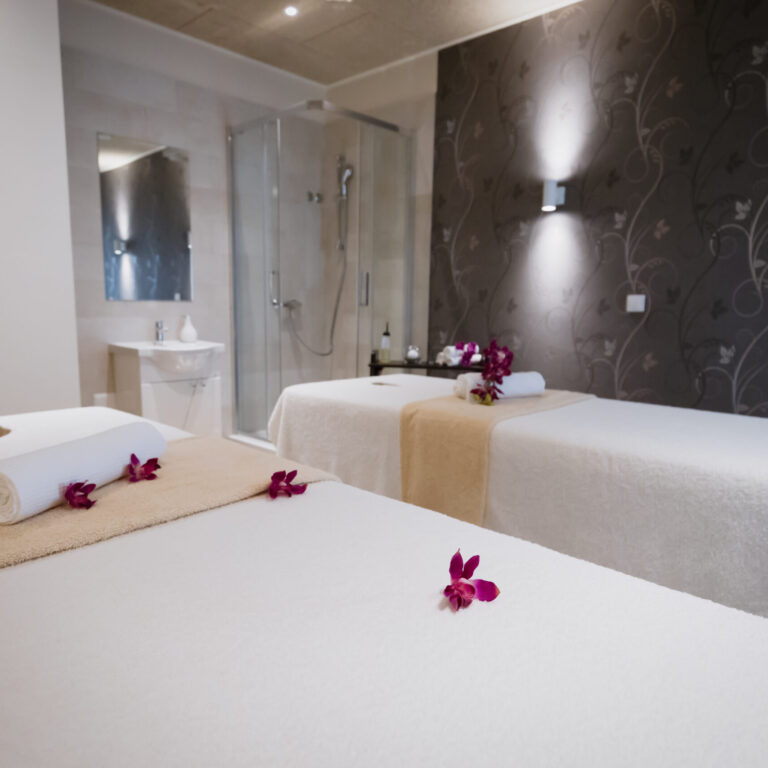 Massage beds in spa resort room